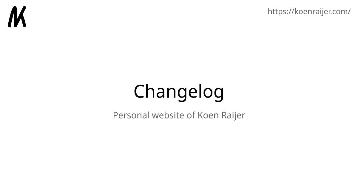 Changelog koen raijer